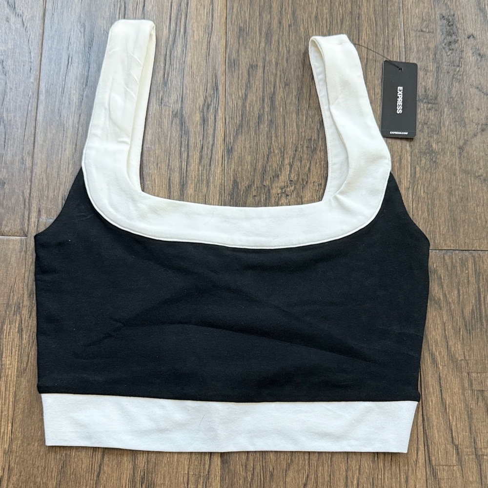 Express Monochrome Square Neck Crop Top
